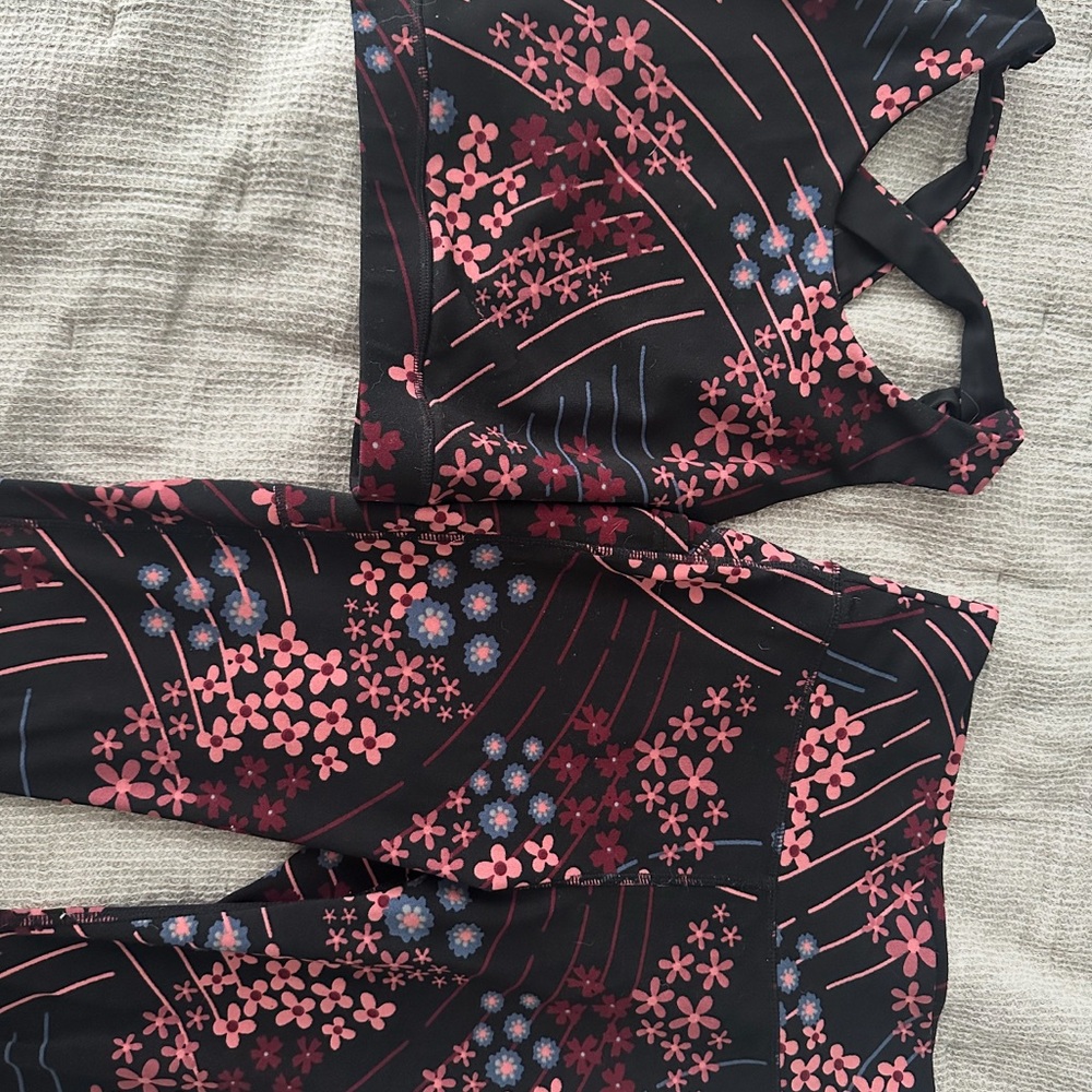 Floral Black and Pink Two-Piece Outfit